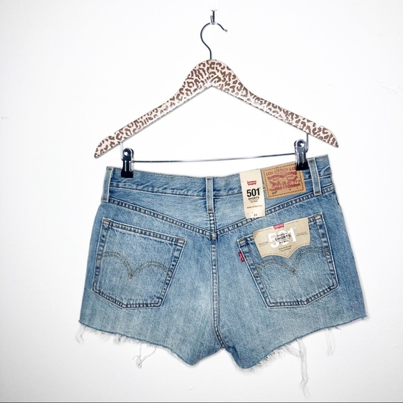 Levi's 501 Mid Rise Cut Off Denim Shorts Size 29 - Picture 2 of 8